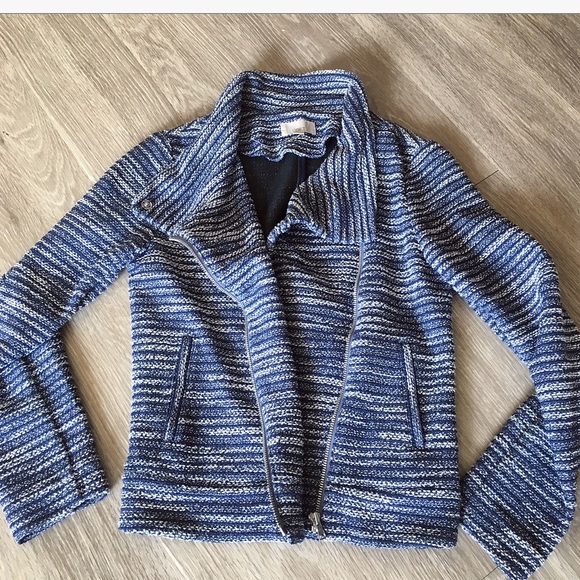 Like New Ann Taylor Loft Blue Moto Jacket - Picture 2 of 3